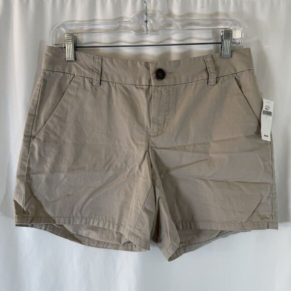 New Gap Aubrey Shorts Women's 4 Khaki Slit Pocket 5" Inseam 100% Cotton - Picture 1 of 7